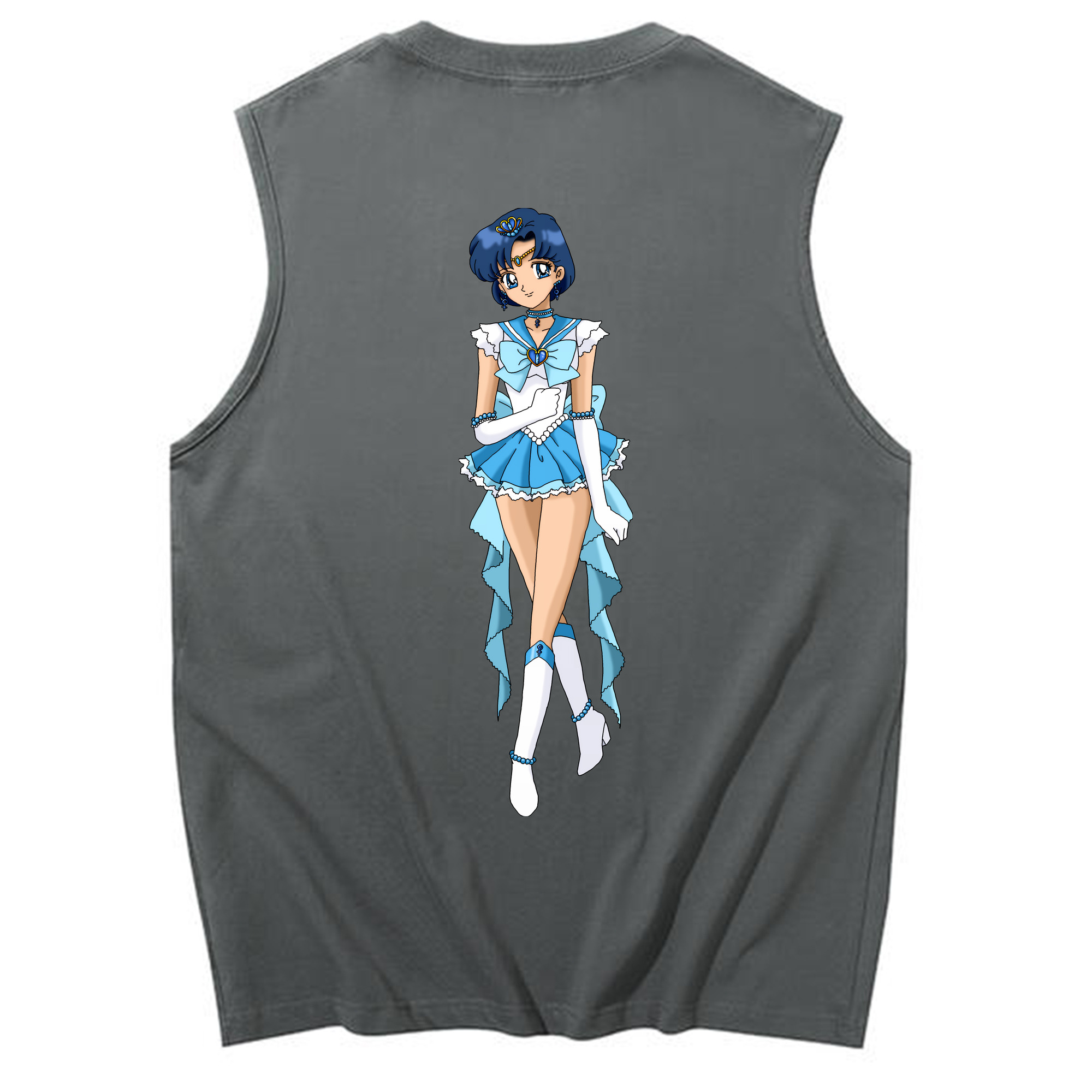 （画像用） 美少女戦士セーラームーン 水野 亜美 みずの あみ Sailor Moon Mizuno Ami コットン100％タンクトップ（背面プリント）